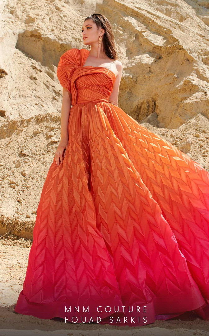 MNM Couture 2746 Satin One Shoulder Sleeveless Long Dress