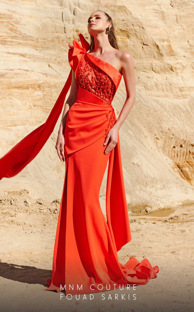 MNM Couture 2772 Crepe One Shoulder Sleeveless Fitted Dress