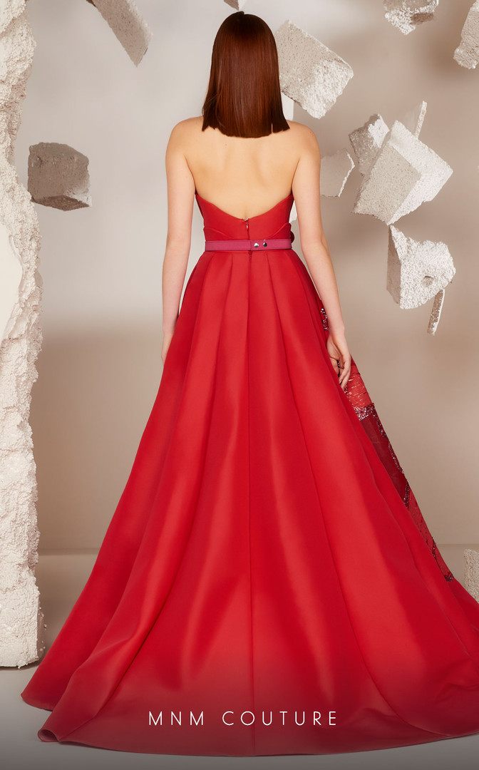 MNM Couture E0013 Mikado Strapless Sleeveless Long Dress