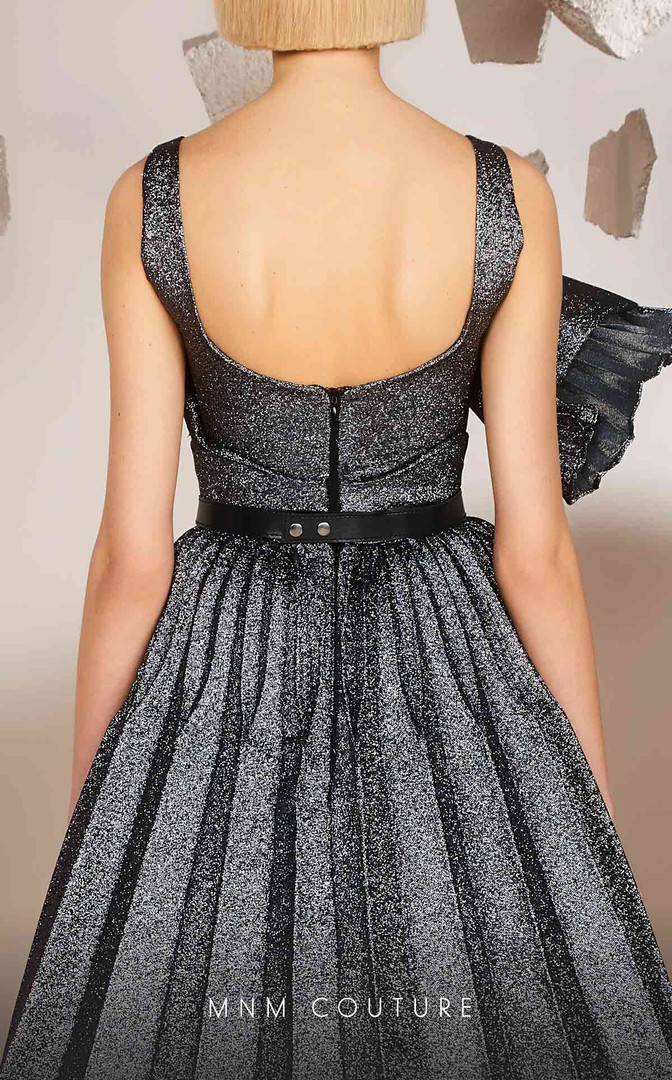MNM Couture E0017 Metallic Sleeveless Square Neck Long Dress