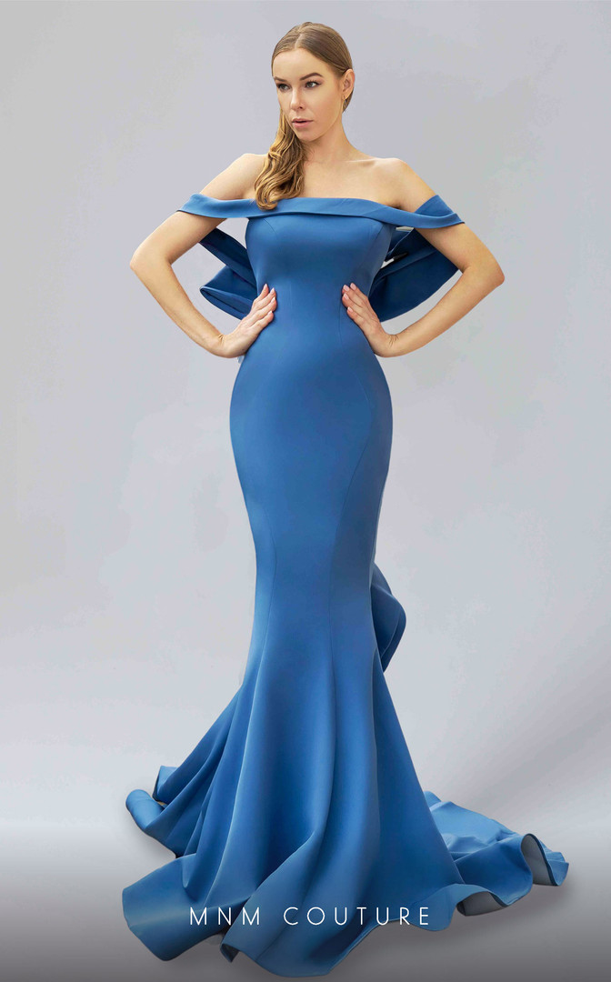 MNM Couture N0145 Crepe Off Shoulder Strapless Fitted Dress