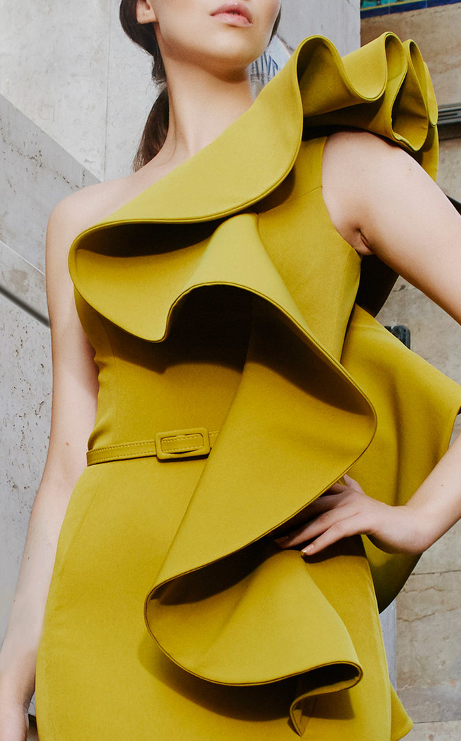 MNM Couture N0298 Crepe One Shoulder Sleeveless Train Dress