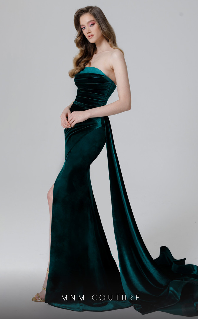 MNM Couture N0449 Velvet Strapless Sleeveless Long Dress