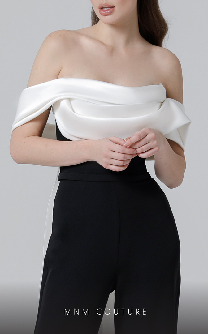 MNM Couture N0456A Satin Strapless Off Shoulder Long Dress