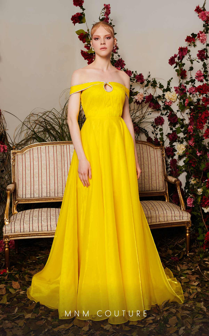 MNM Couture N0484 Tulle Off Shoulder Sleeveless A-line Dress