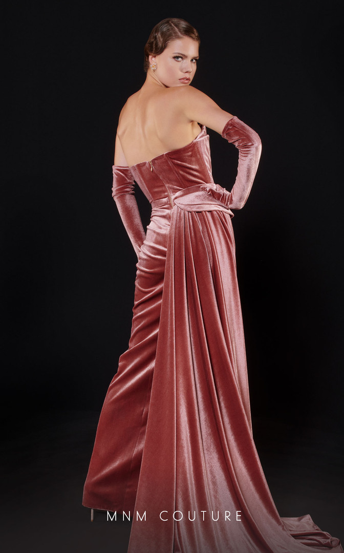 MNM Couture N0515 Velvet Strapless Sweetheart Neck Dress
