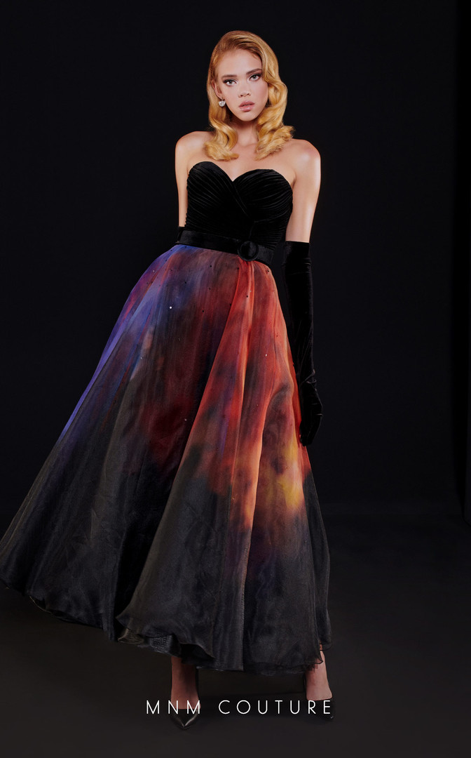 MNM Couture N0517 Velvet Strapless Sweetheart Neck Dress