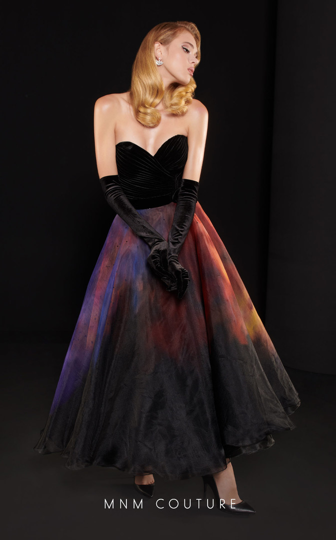 MNM Couture N0517 Velvet Strapless Sweetheart Neck Dress