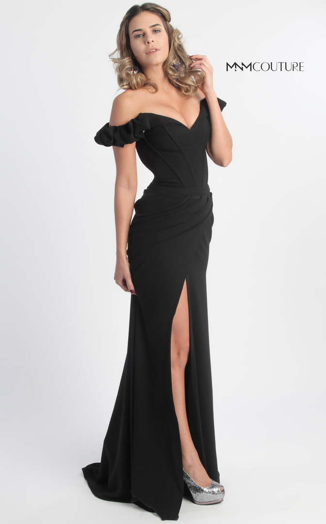 MNM Couture G0665 Crepe Sweetheart Neck Long Fitted Dress