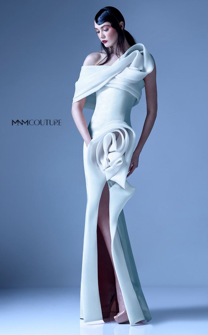 MNM Couture G0935 One Shoulder Off Shoulder Fitted Dress