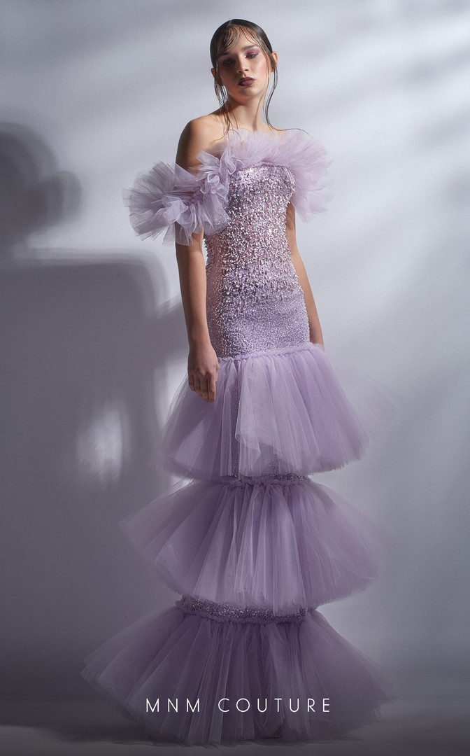 MNM Couture G1278 Ruffles Off Shoulder Strapless Long Dress