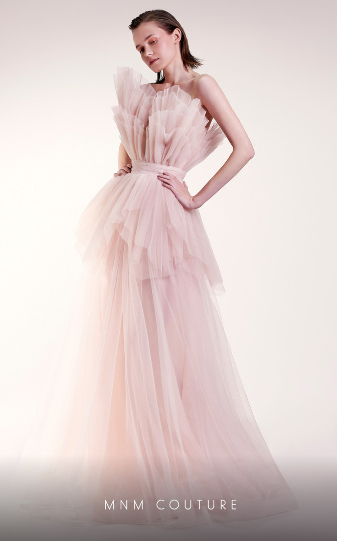 MNM Couture G1435 Organza Strapless Sleeveless Long Dress