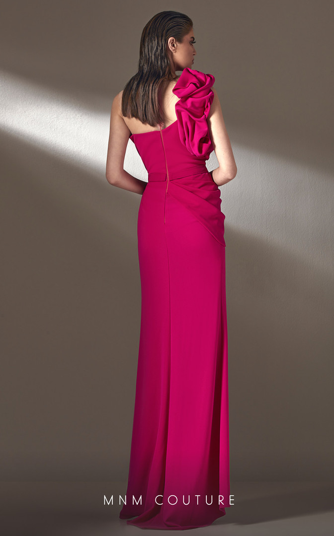 MNM Couture K3904 Crepe Illusion Neck Sleeveless Long Dress