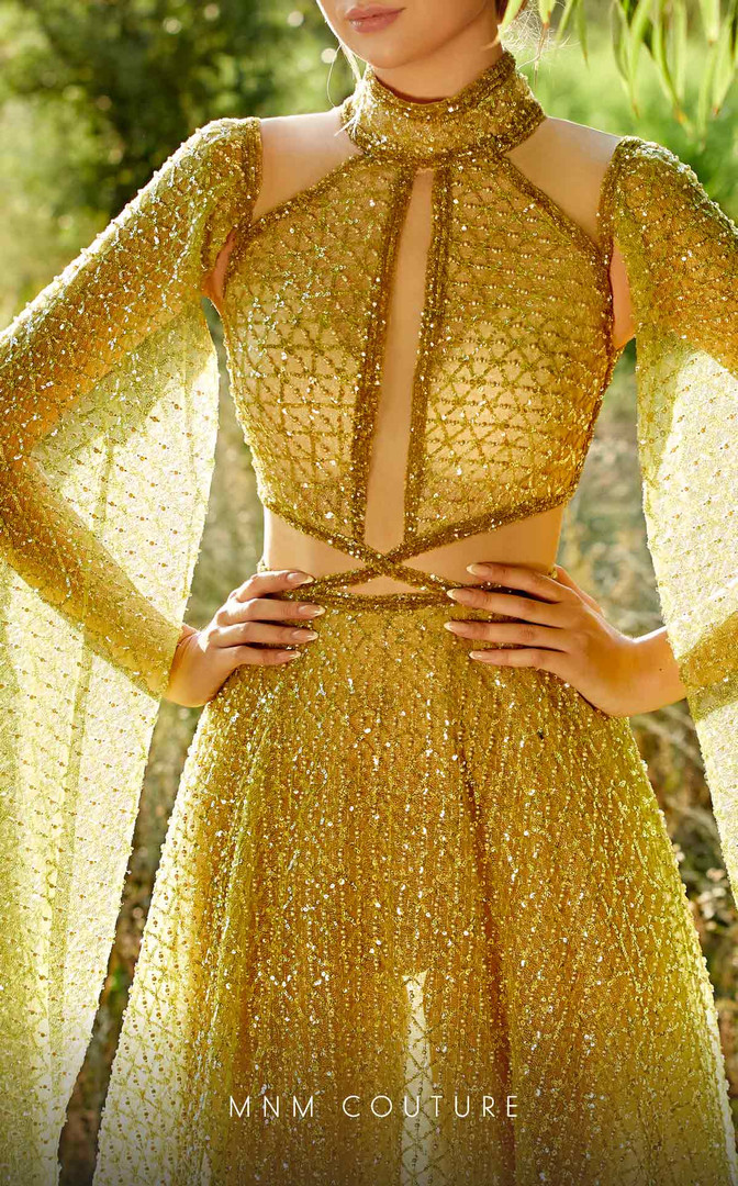 MNM Couture K3927 Sleeveless Beaded Turtle Neck Long Dress