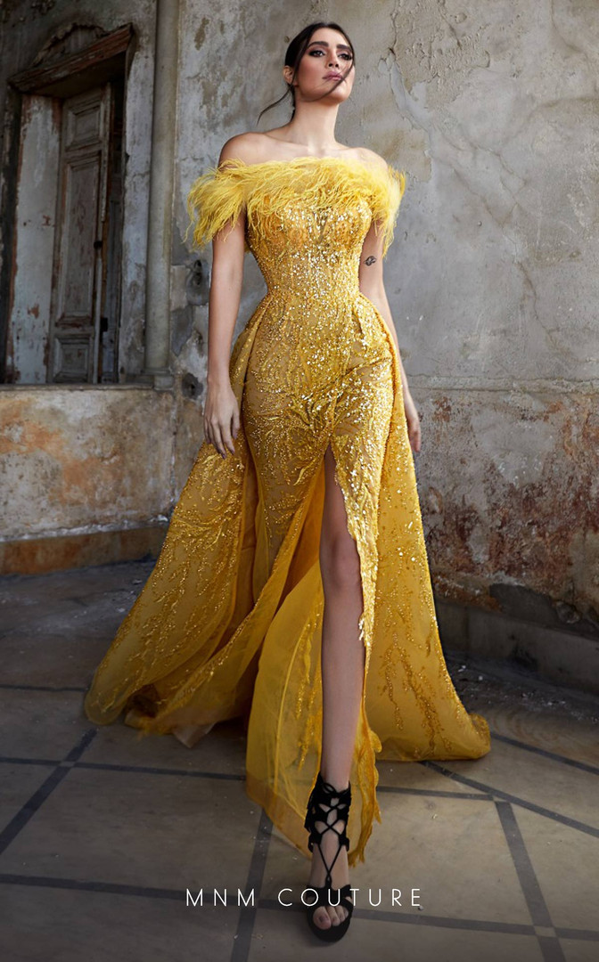 MNM Couture K3942 Tulle Embroidery Strapless Fitted Dress