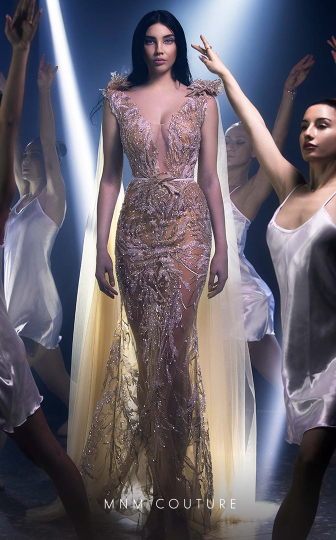 MNM Couture K3961 Illusion Neck Beaded Sleeveless Long Dress