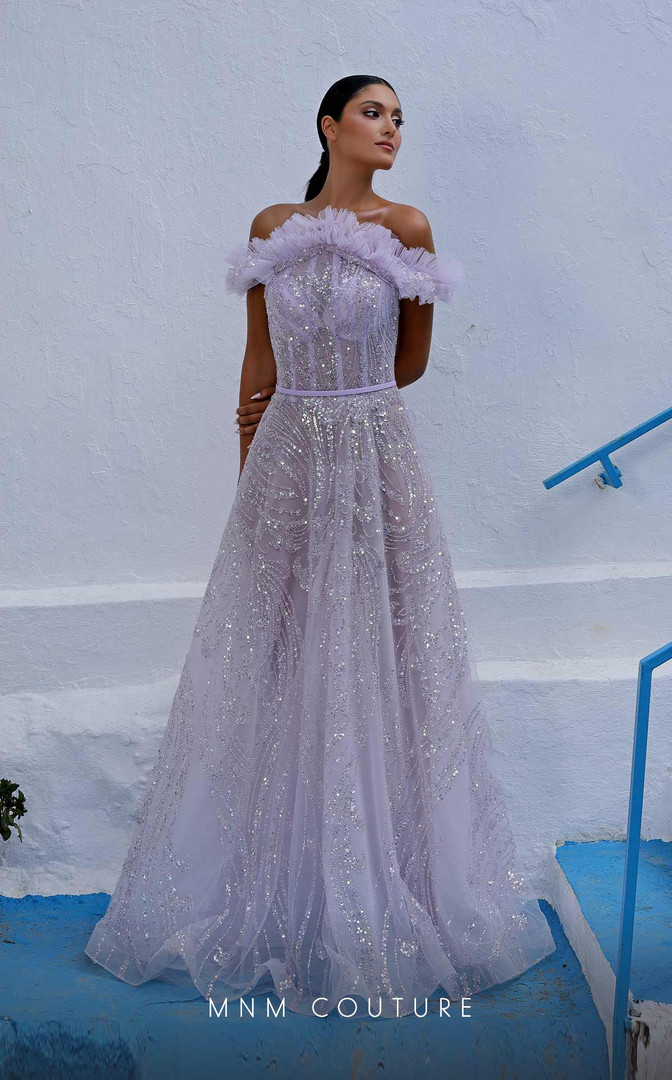 MNM Couture K4005 Beaded Off Shoulder Strapless Long Dress