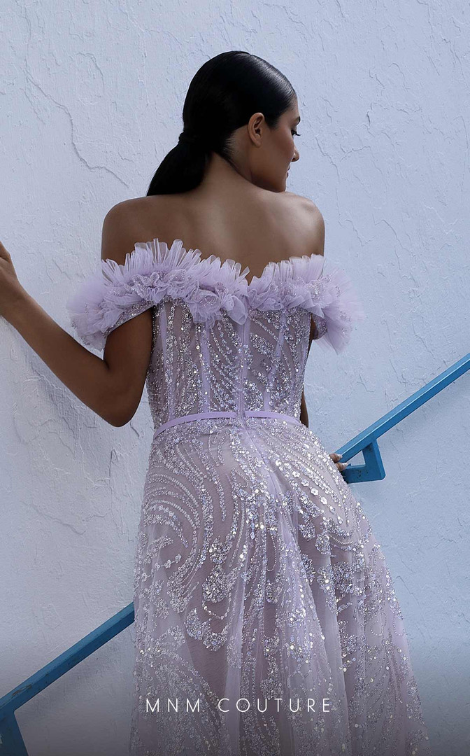 MNM Couture K4005 Beaded Off Shoulder Strapless Long Dress