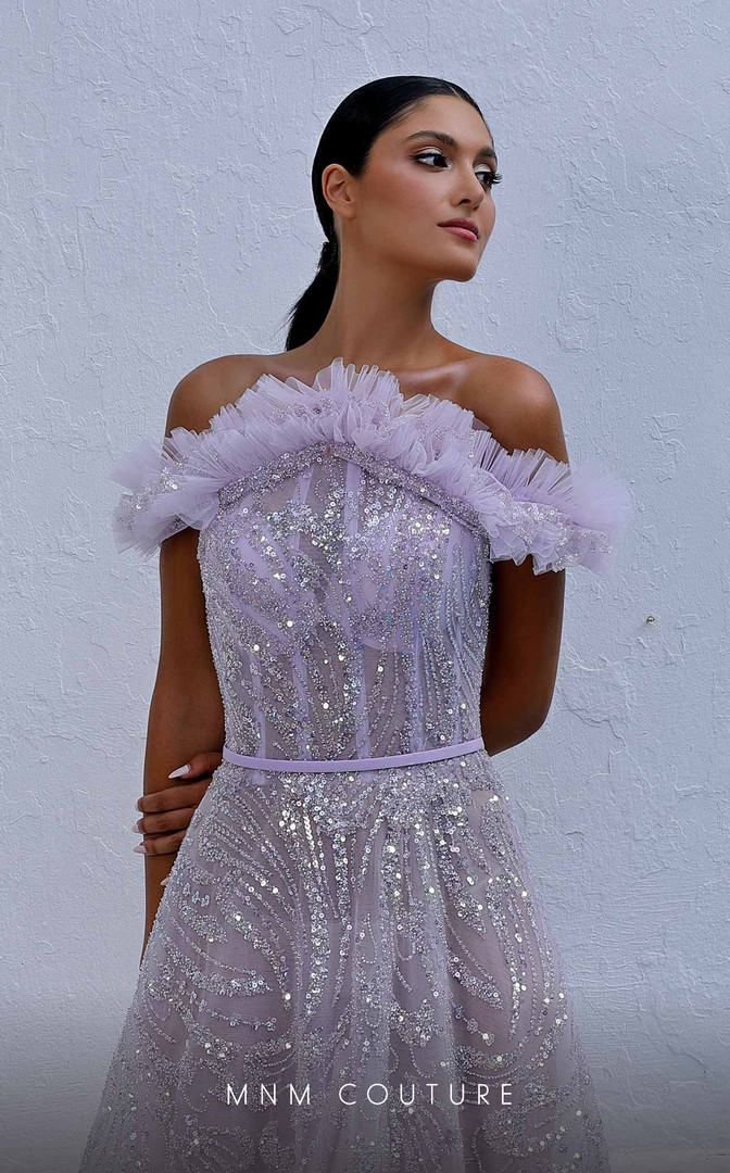 MNM Couture K4005 Beaded Off Shoulder Strapless Long Dress