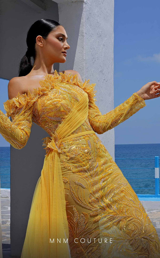 MNM Couture K4006 Beaded Off Shoulder Strapless Long Dress