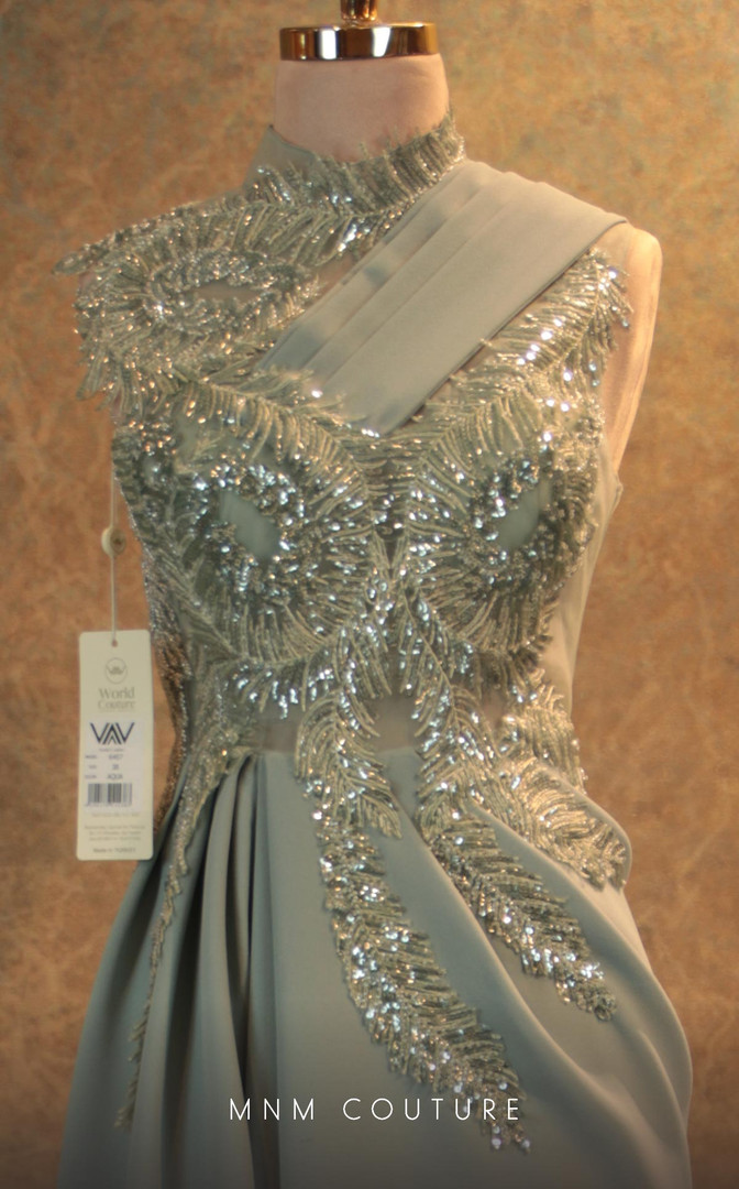 MNM Couture V6457 Crepe Sleeveless Turtle Neck Fitted Dress