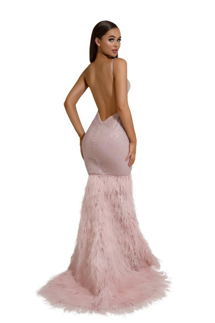 Portia and Scarlett PS6826 Mesh V-Neck Sleeveless Long Gown