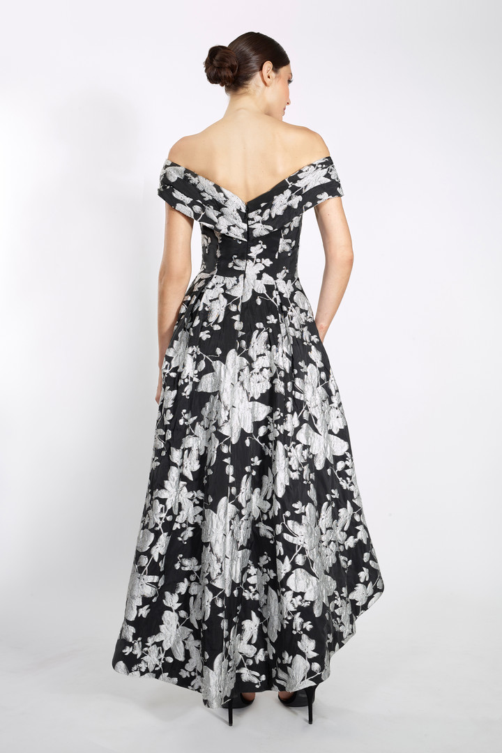 Janique B23008 Off Shoulder High Low Floral Cocktail Dress