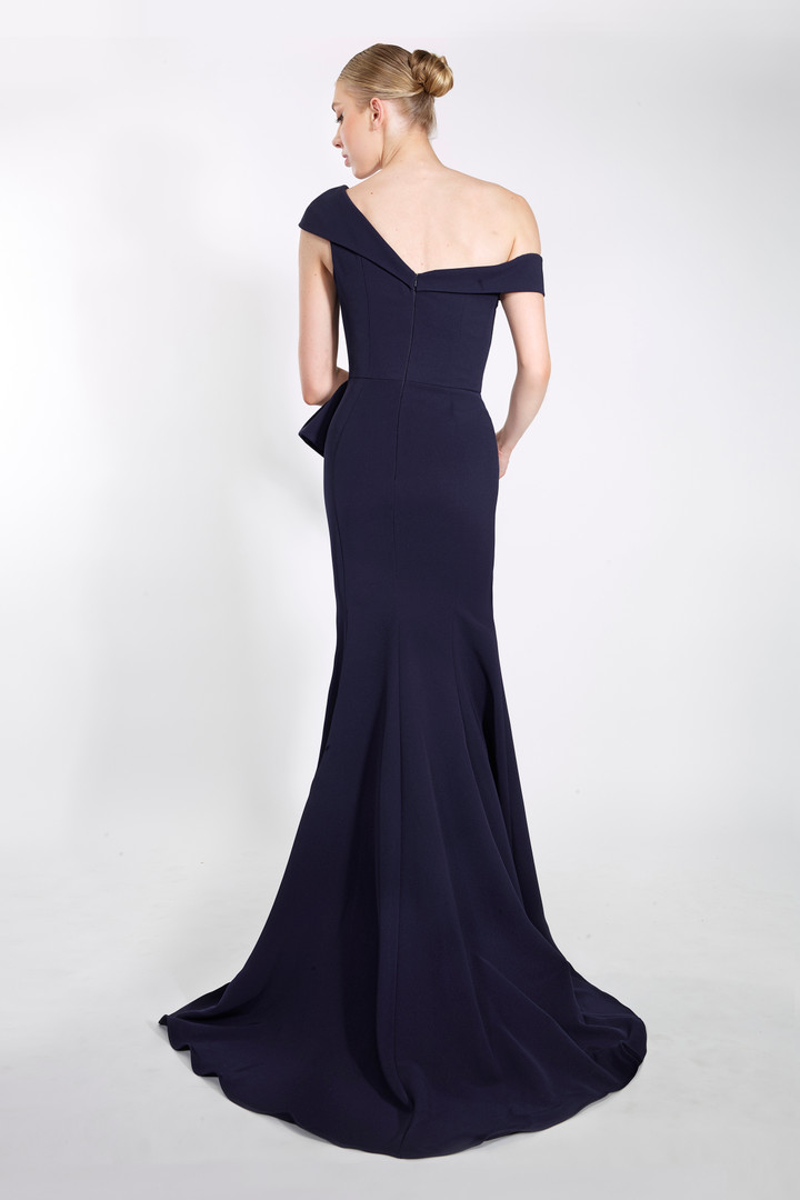 Janique 23014 Off Shoulder Cap Sleeve High Slit Prom Gown