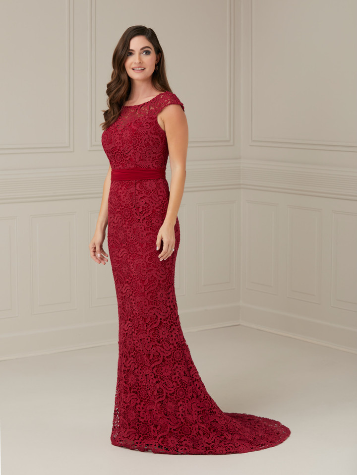 House of Wu 17115 Lace Scoop Neck Cap Sleeve Sheath Dress