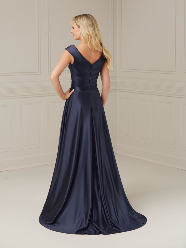 House of Wu 17117 Stretch Crepe Cap Sleeve V-neck Long Dress
