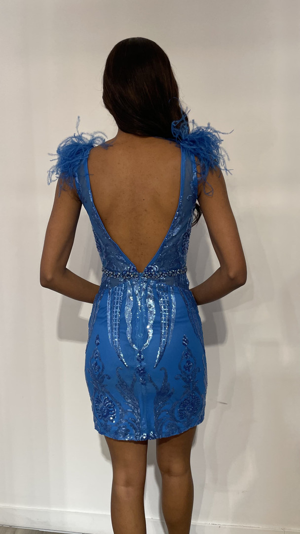 Jovani 09976 Sleeveless Deep V-Neck Fitted Short Dress