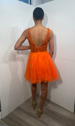 JVN by Jovani JVN22529 Illusion Neck Sleeveless Short Dress