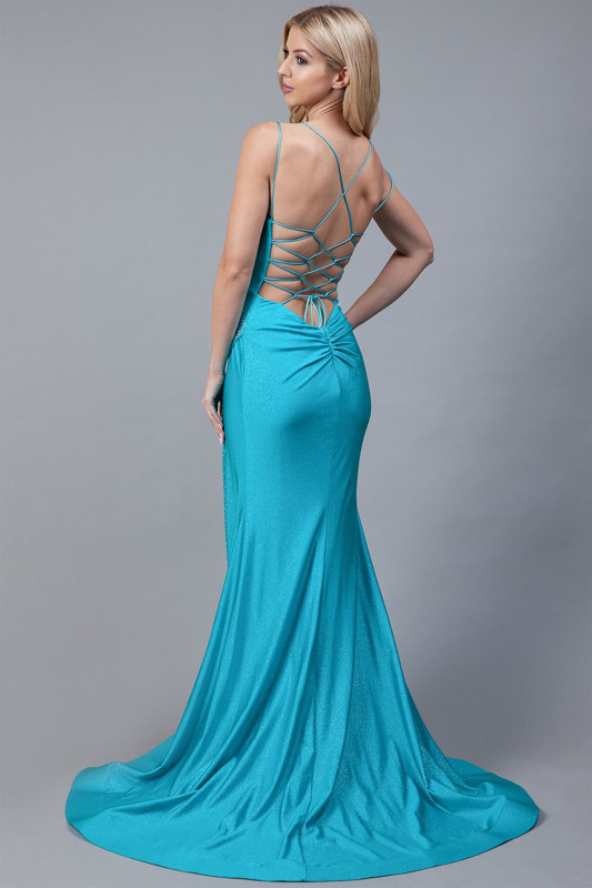 Amelia Couture 399 Glitter Jersey Sleeveless Long Dress