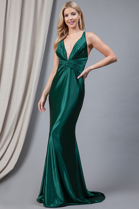 Amelia Couture 5039 Jersey Deep V-Neck Sleeveless Long Dress