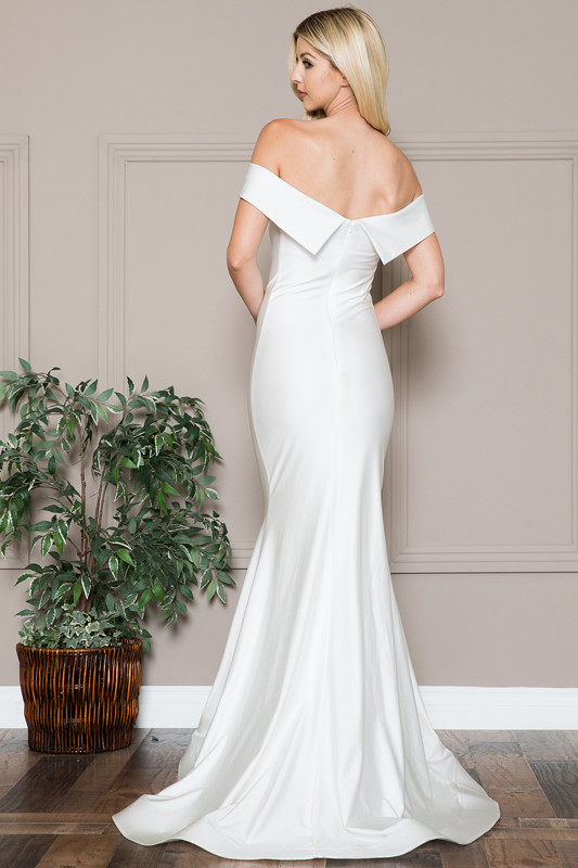 Amelia Couture 373 Lycra Off Shoulder Sleeveless Long Dress