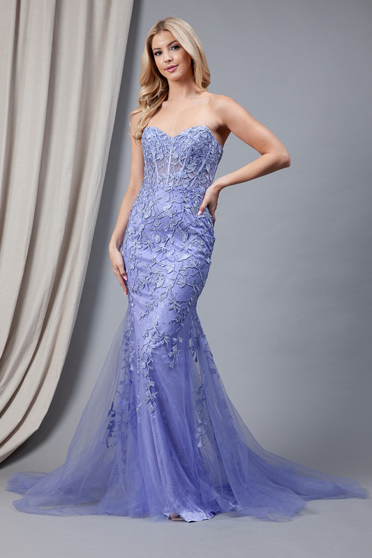 Amelia Couture 7024 Mesh Embroidery Sleeveless Long Dress