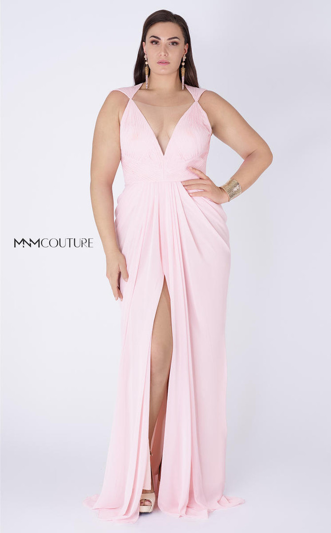 MNM Couture G0919 Illusion Neckline Sleeveless Long Dress