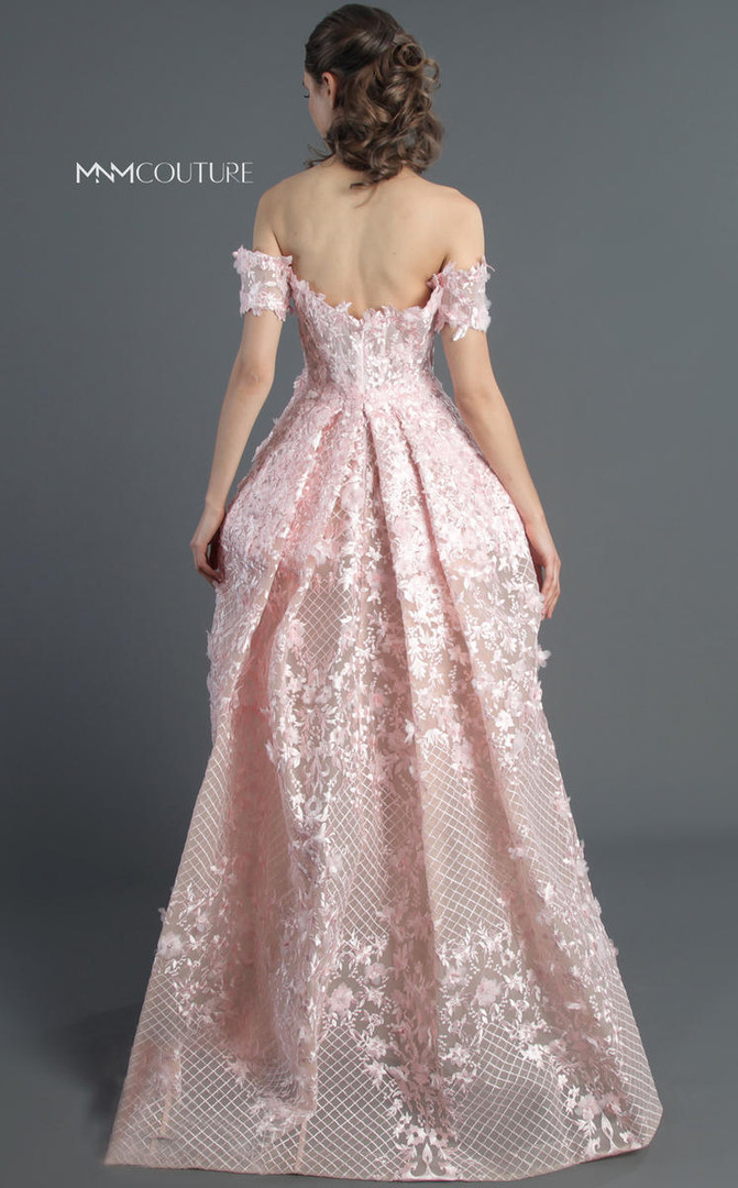 MNM Couture K3496 Beaded Floral Pattern Embellished Dress