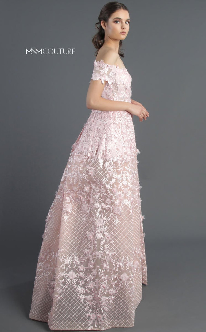 MNM Couture K3496 Beaded Floral Pattern Embellished Dress