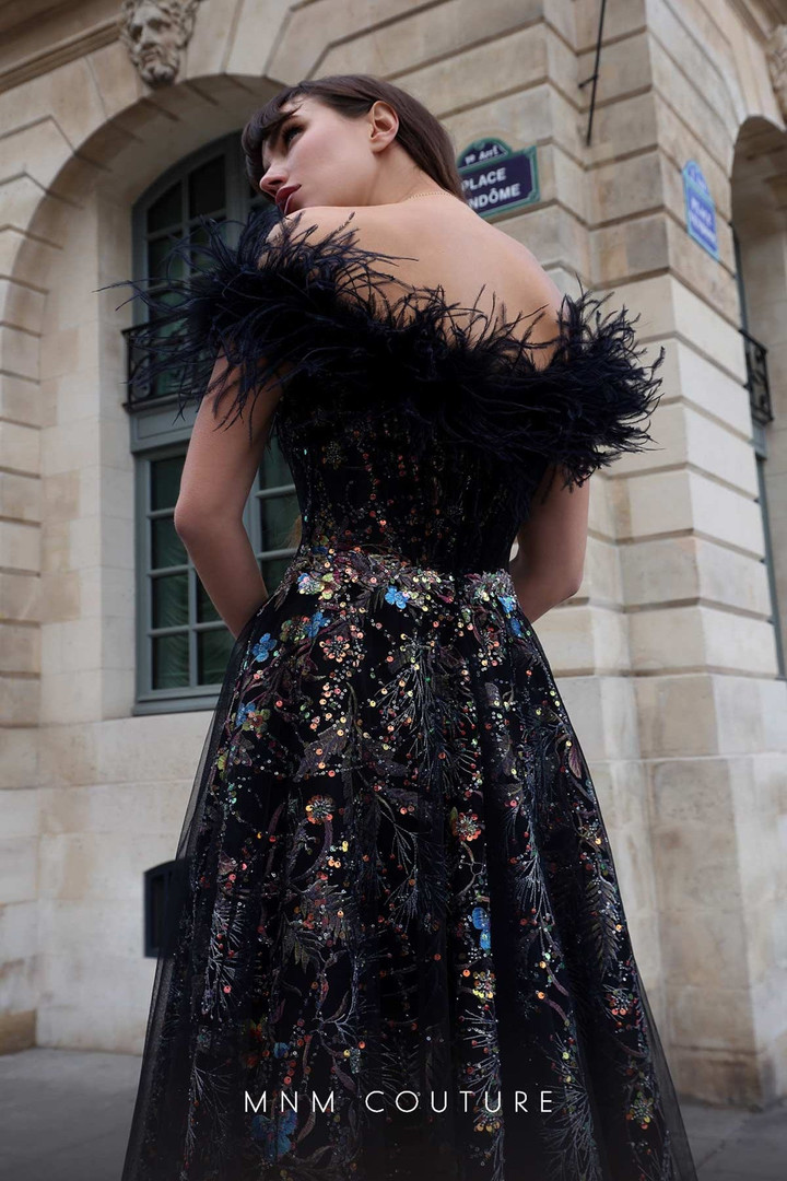 MNM Couture K4021 Sequin Embroidery Strapless Long Dress