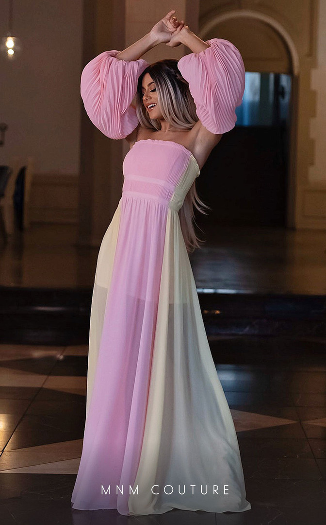 MNM Couture R07506 Off Shoulder Neck Long Evening Dress