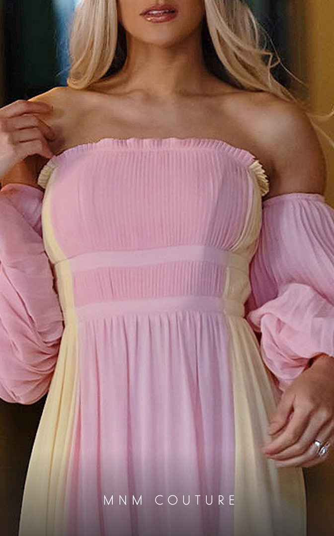 MNM Couture R07506 Off Shoulder Neck Long Evening Dress