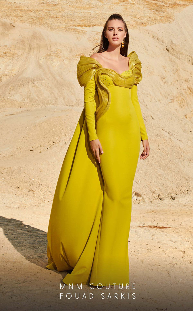 MNM Couture 2773 Long Sleeves Sweetheart Neck Ruched Dress