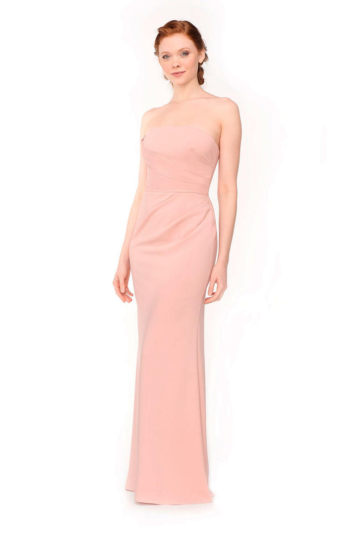 Bari Jay 1952 Diagonal Draped Stretch Crepe Strapless Dress