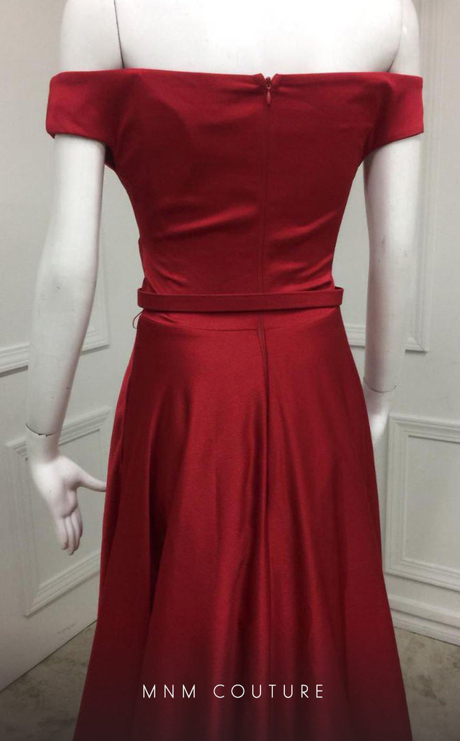 MNM Couture F6177 Short Sleeve Off the Shoulder Long Dress