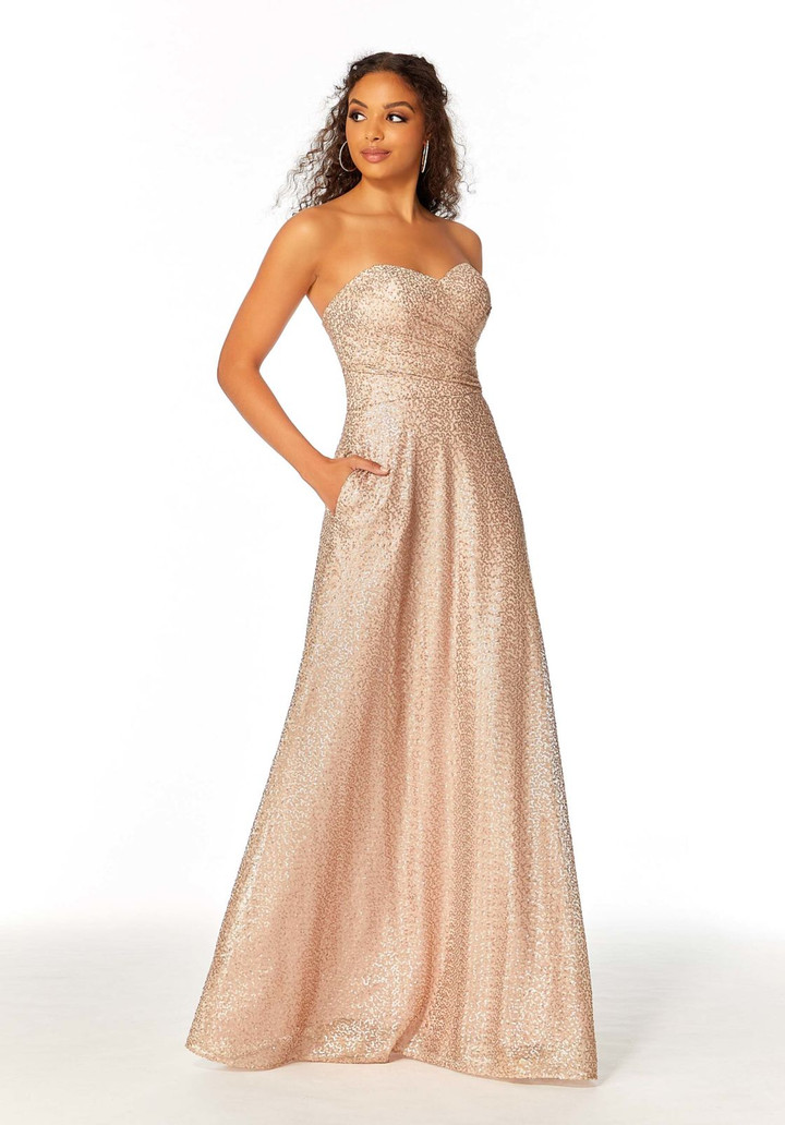 Morilee Bridesmaid 21804 Caviar Mesh Strapless A-Line Dress