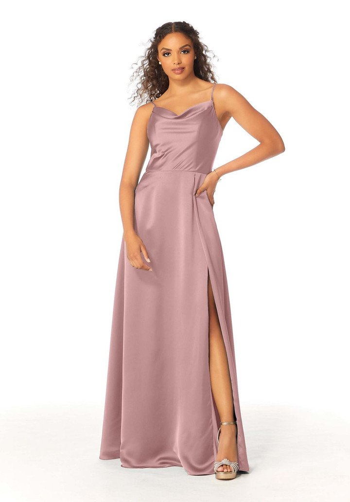 Morilee Bridesmaids 21813 Silky Satin Cowl Neck Long Dress