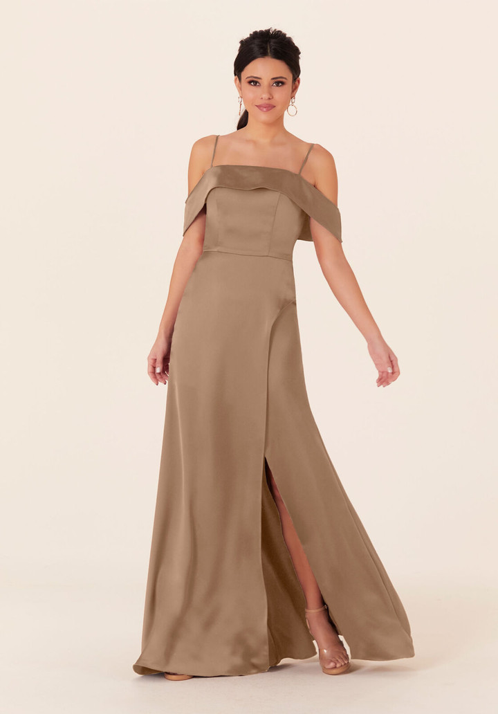 Morilee Bridesmaid 21827 Luxe Satin Off Shoulder Long Dress