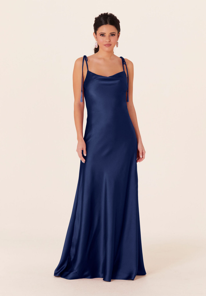Morilee Bridesmaids 21829 Luxe Satin Scoop Neck Long Dress
