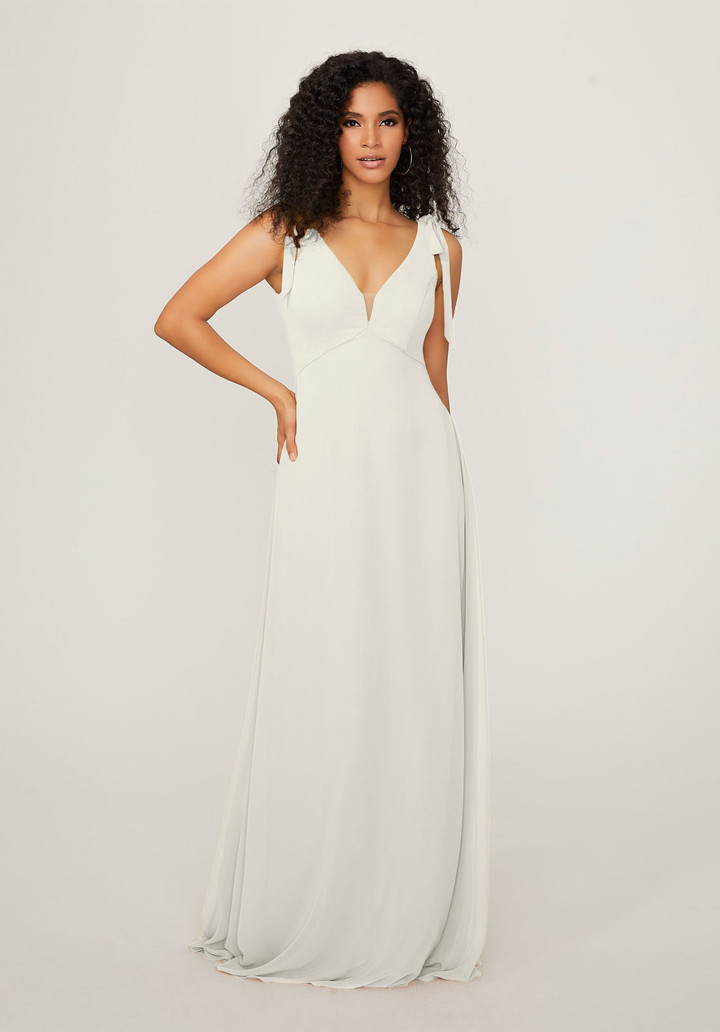 Morilee Bridesmaid 21789 Chiffon V-neck Tied Straps Dress